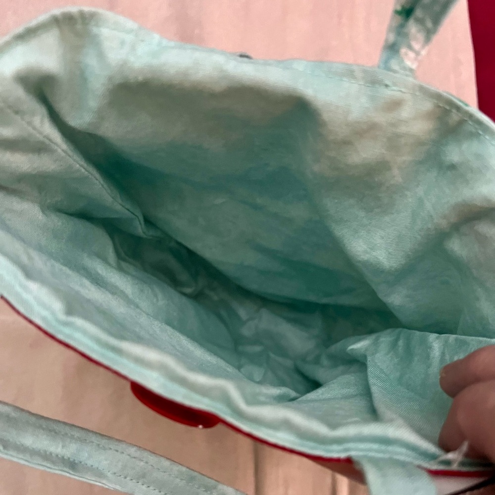 HAND SEWN Mini Tote Bag Tropical Surfing Dogs Print. 
All Fabric
Button Closure - Picture 7 of 8